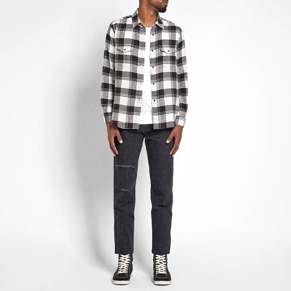 Saint Laurent Plaid Check Flannel Oversized Shirt Dark Academia - Picture 6 of 12